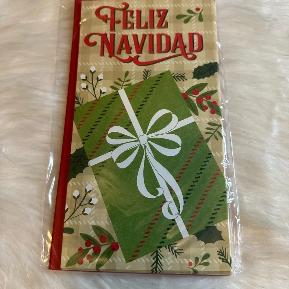 🩵5/$8 Festive Feliz Navidad card - Green and Red
